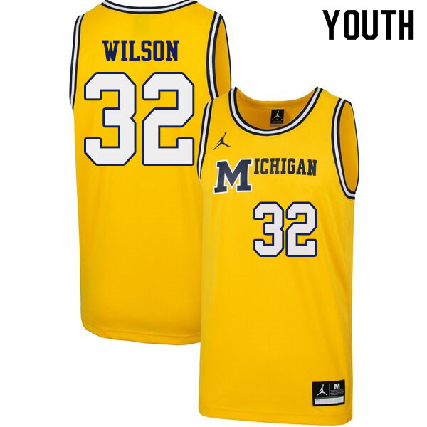 Youth #32 Luke Wilson Michigan Wolverines 1989 Retro College Basketball Jerseys Sale-Yellow - Click Image to Close